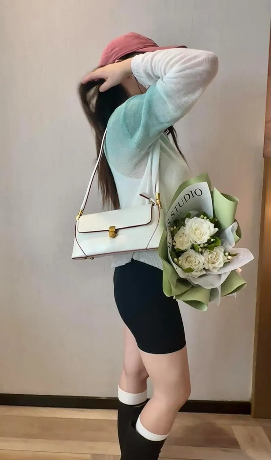 Women Shoulder Bags Vintage Handbag Retro Classic Small Purse 90s Buckle Closure