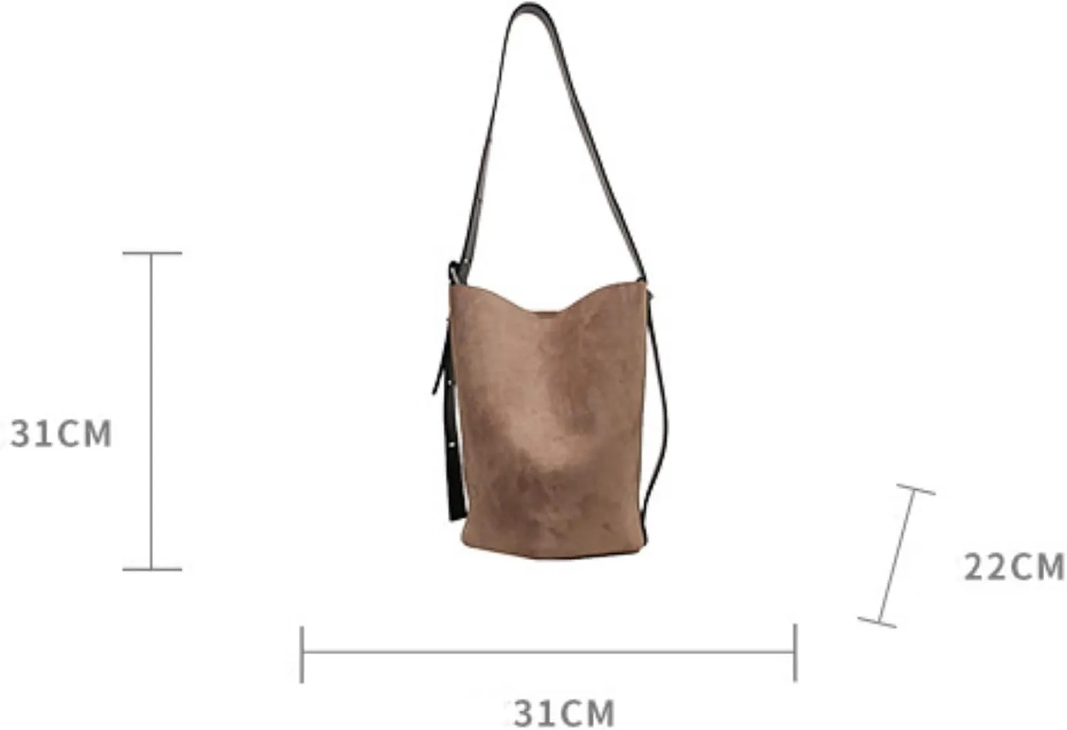 Women Suede Bucket Bag 2025 Fall Bags Trendy Brown Tote Vintage Shoulder Handbag with Pouch Work Purses