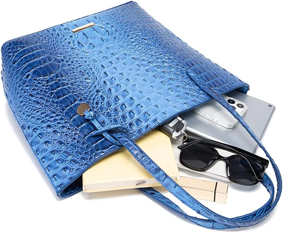 Women Tote Bag Crocodile Print Western Purses for Women Shoulder Hobo Top Handle Handbags for Shopping Travel