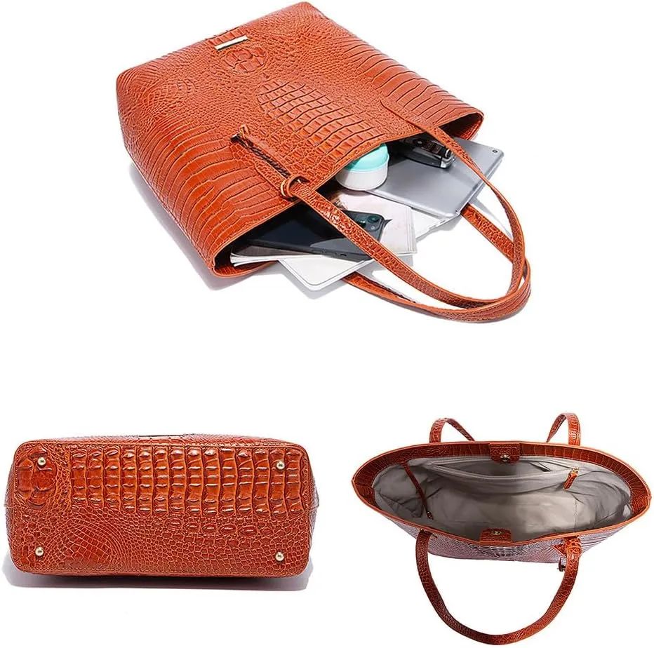 Women Tote Bag Crocodile Print Western Purses for Women Shoulder Hobo Top Handle Handbags for Shopping Travel