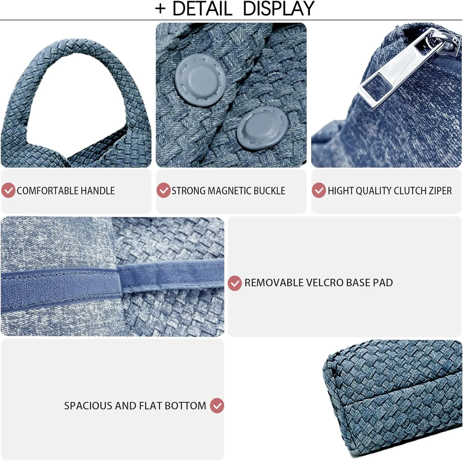 Women Vegan Leather Hand-Woven Tote Handbag Fashion Shoulder Top-handle Bag All-Match Underarm Bag with Purse