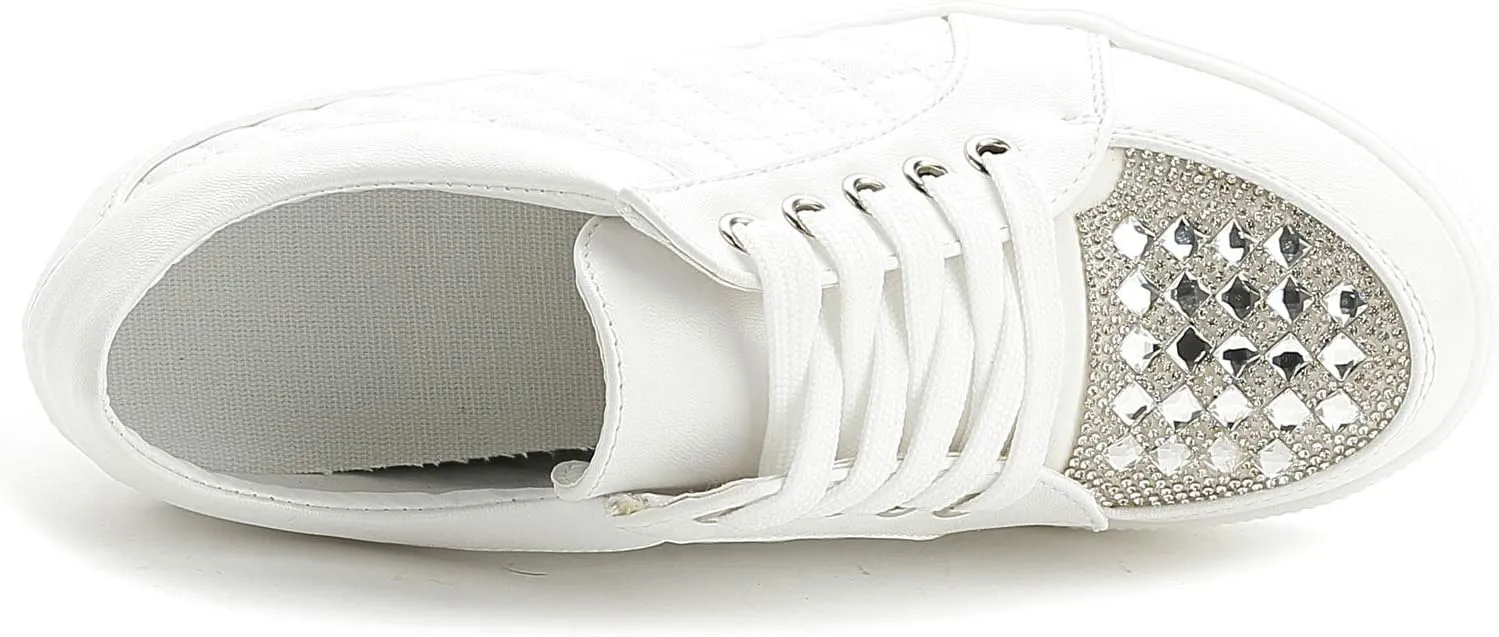Women Wedges Sneakers with Hidden Heel Ankle High Platform Walking Shoes Fashion Bride Wedding Shoes