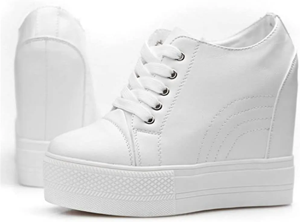 Women Wedges Sneakers with Hidden Heel Ankle High Platform Walking Shoes Fashion Bride Wedding Shoes