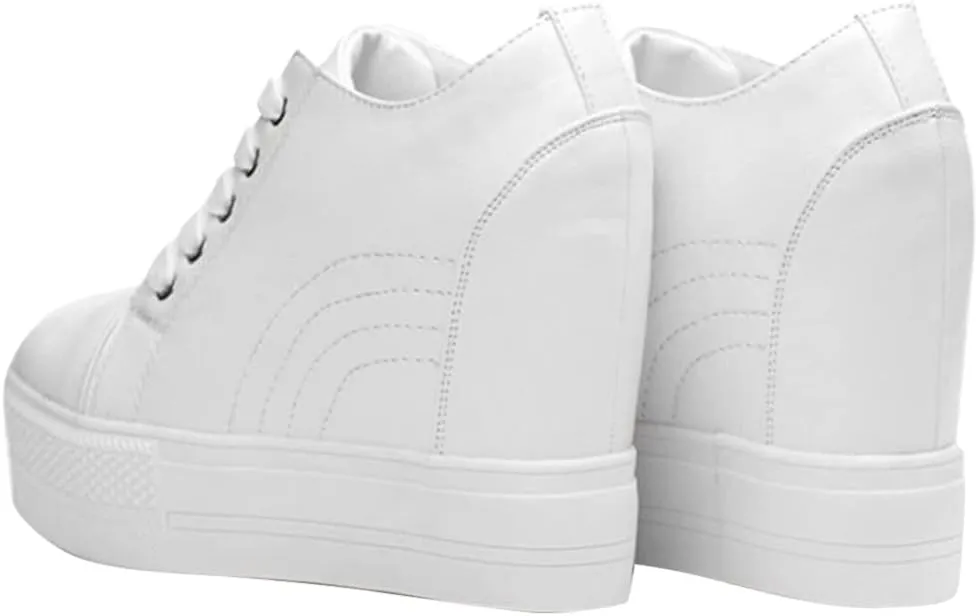 Women Wedges Sneakers with Hidden Heel Ankle High Platform Walking Shoes Fashion Bride Wedding Shoes