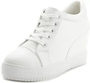 Women Wedges Sneakers with Hidden Heel Ankle High Platform Walking Shoes Fashion Bride Wedding Shoes