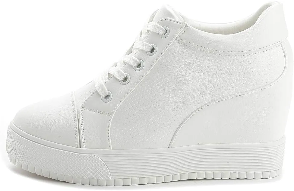 Women Wedges Sneakers with Hidden Heel Ankle High Platform Walking Shoes Fashion Bride Wedding Shoes