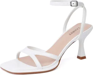 Women's Ankle Strap High Heel Sandals, Square Open Toe Chunky Heel High Heels, Suitable For Daily Party Wedding Wear