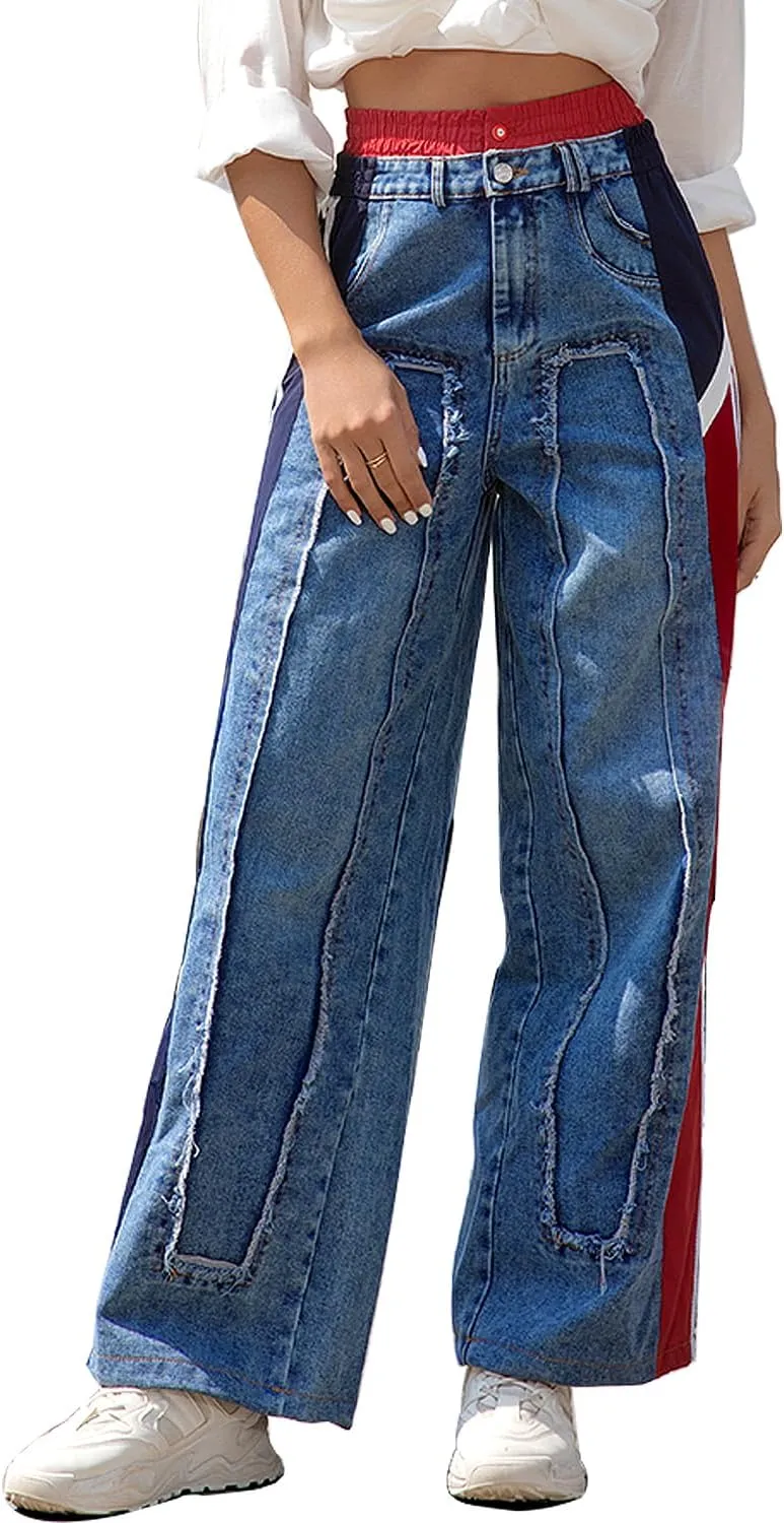 Women's Baggy Jeans High Waist Baggy Jeans Y2K Wide Leg Casual Trendy Hip Hop Streetwear Oversized Pants 2025
