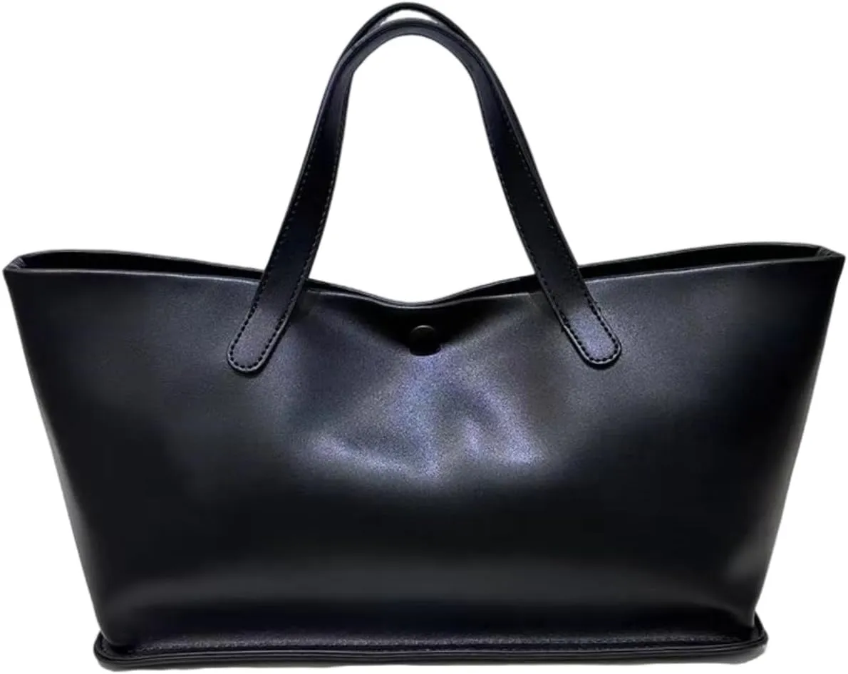 Women's black PU leather, work handbag, casual large capacity handbag, multifunctional New York bag