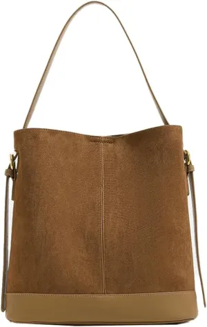 Women's Bucket Tote Bags Fashion Large Top Handle Satchel Handbags PU Leather Suede Shoulder Crossbody Purses