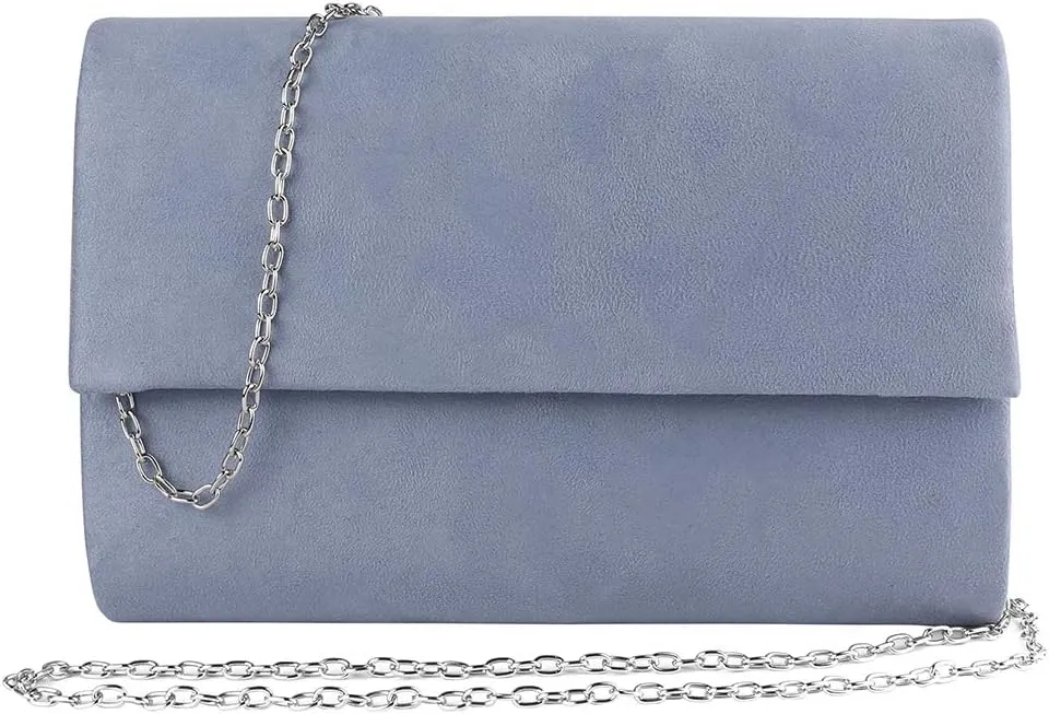 Womens Chic Suede Evening Clutch Crossbody Handbag with Chain Strap