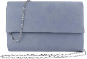 Womens Chic Suede Evening Clutch Crossbody Handbag with Chain Strap