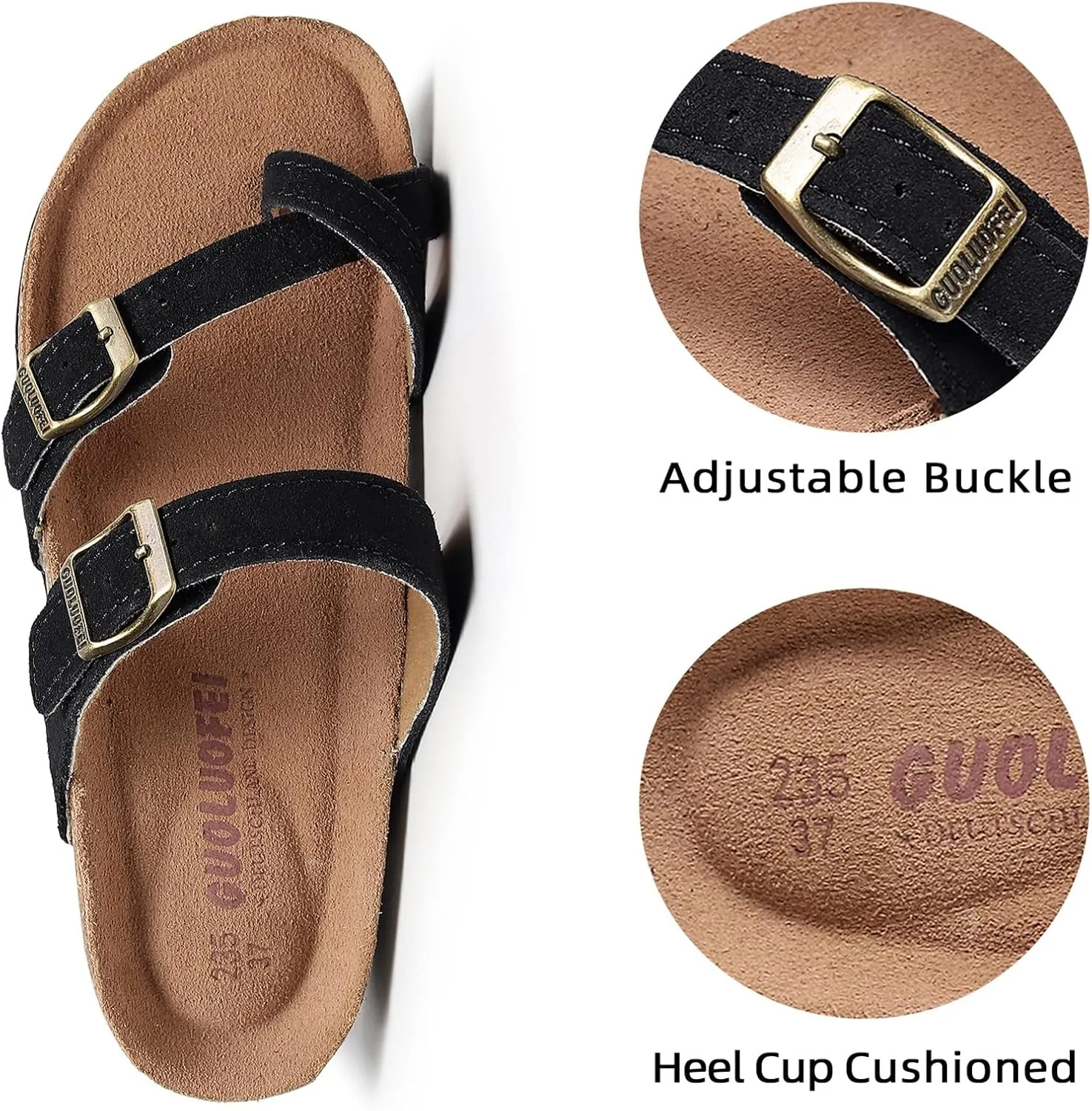 Women's Cork Footbed Slide Sandals With Arch Support,Comfortable Summer Beach Sandals For Women Girls Ladies