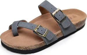 Women's Cork Footbed Slide Sandals With Arch Support,Comfortable Summer Beach Sandals For Women Girls Ladies