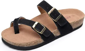 Women's Cork Footbed Slide Sandals With Arch Support,Comfortable Summer Beach Sandals For Women Girls Ladies
