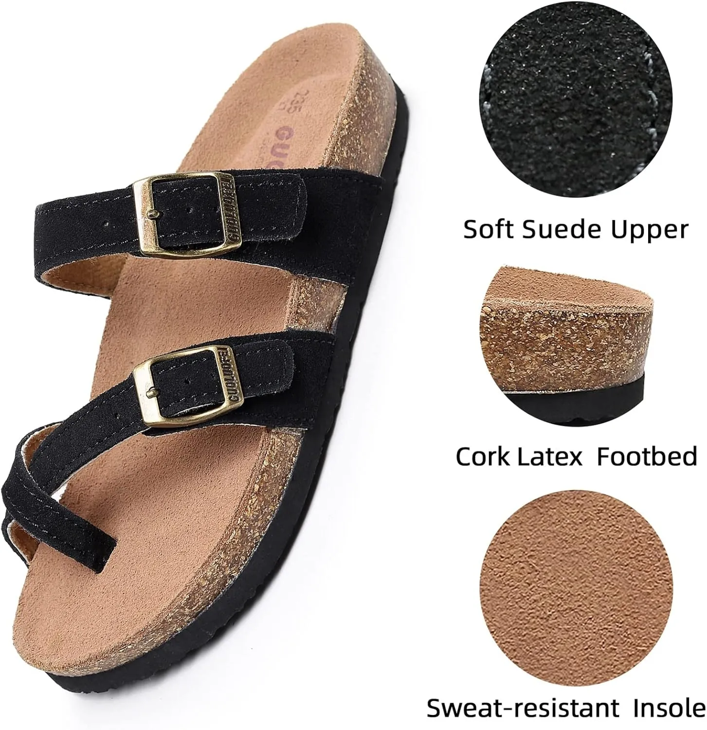 Women's Cork Footbed Slide Sandals With Arch Support,Comfortable Summer Beach Sandals For Women Girls Ladies
