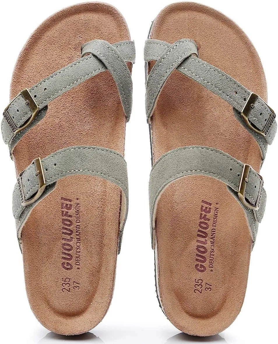 Women's Cork Footbed Slide Sandals With Arch Support,Comfortable Summer Beach Sandals For Women Girls Ladies