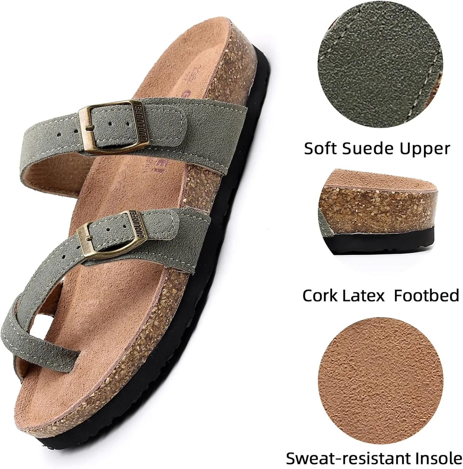 Women's Cork Footbed Slide Sandals With Arch Support,Comfortable Summer Beach Sandals For Women Girls Ladies