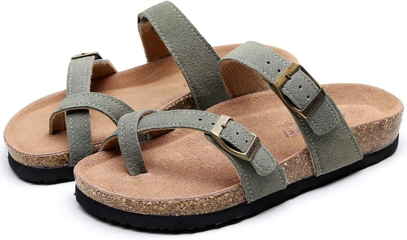 Women's Cork Footbed Slide Sandals With Arch Support,Comfortable Summer Beach Sandals For Women Girls Ladies