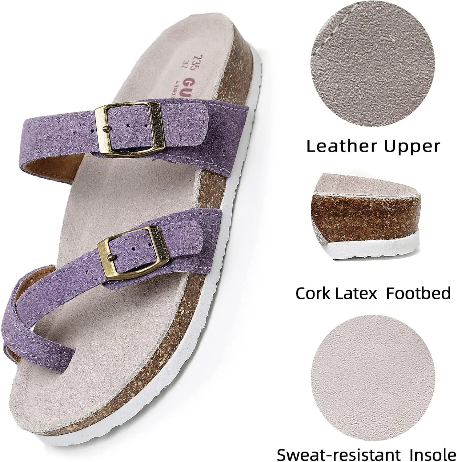 Women's Cork Footbed Slide Sandals With Arch Support,Comfortable Summer Beach Sandals For Women Girls Ladies