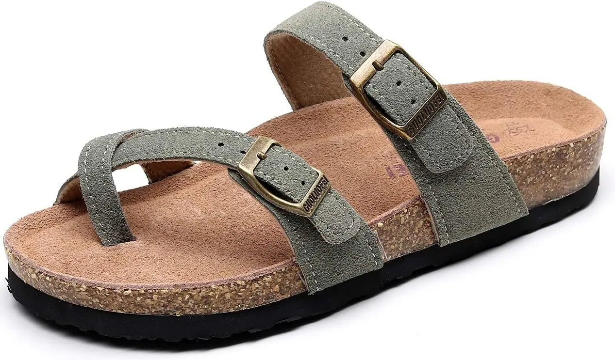 Women's Cork Footbed Slide Sandals With Arch Support,Comfortable Summer Beach Sandals For Women Girls Ladies