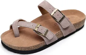 Women's Cork Footbed Slide Sandals With Arch Support,Comfortable Summer Beach Sandals For Women Girls Ladies