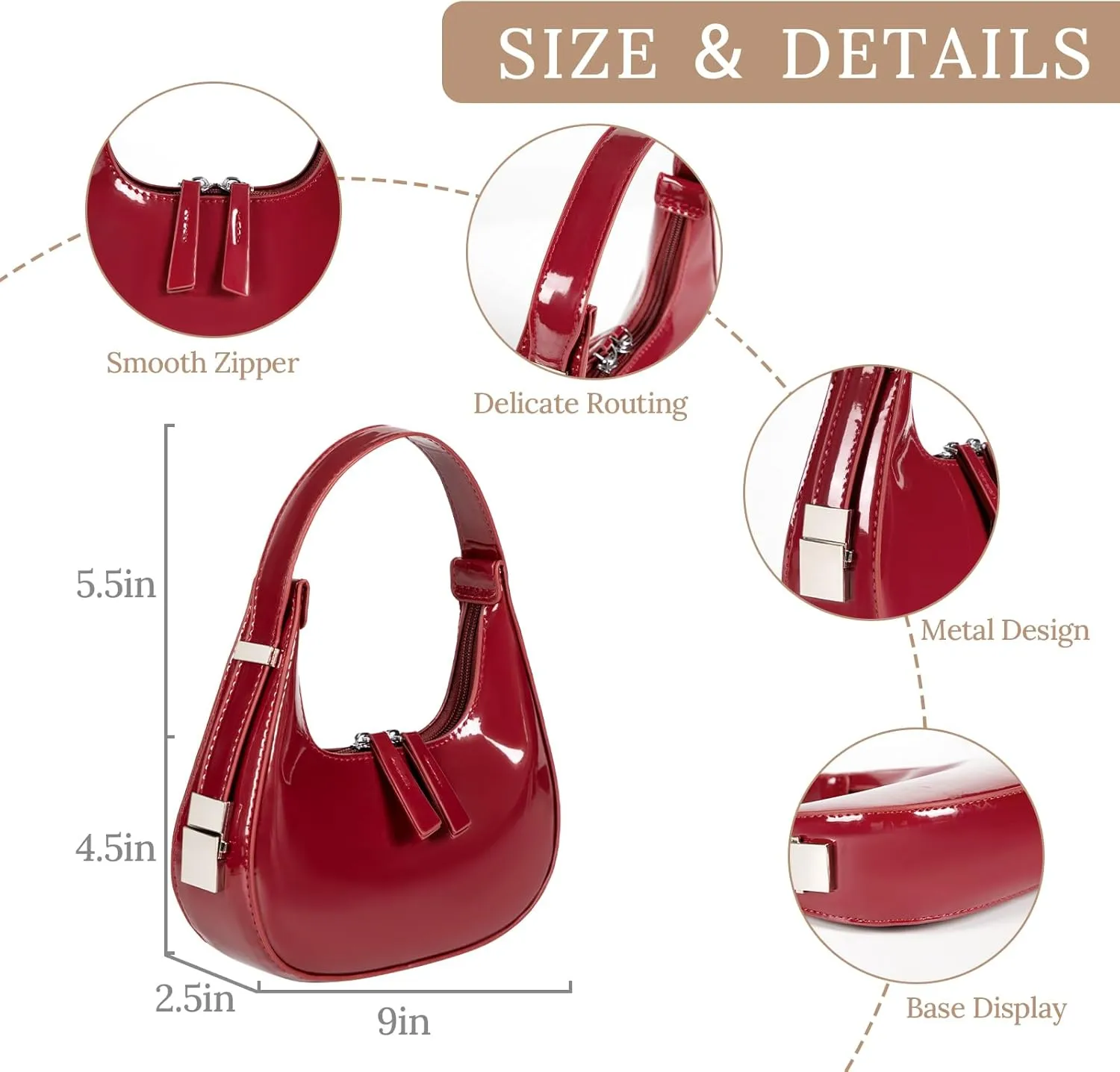 Women's Crescent Shoulder Bags Fashion Y2k 90s Hobo Crescent Handbags,Underarm Shoulder Purse Bag，Upsized Version