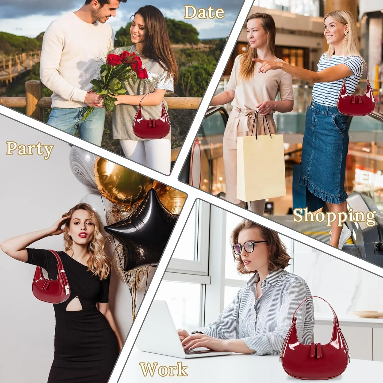 Women's Crescent Shoulder Bags Fashion Y2k 90s Hobo Crescent Handbags,Underarm Shoulder Purse Bag，Upsized Version