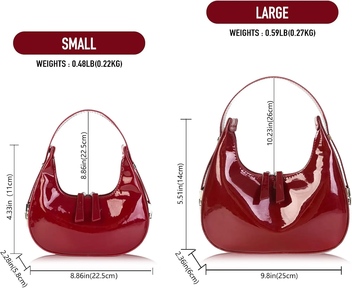 Women's Crescent Shoulder Bags - Small Red Purse Y2k Top Handle Hobo Shoulder Underarm Handbags Clutch bag