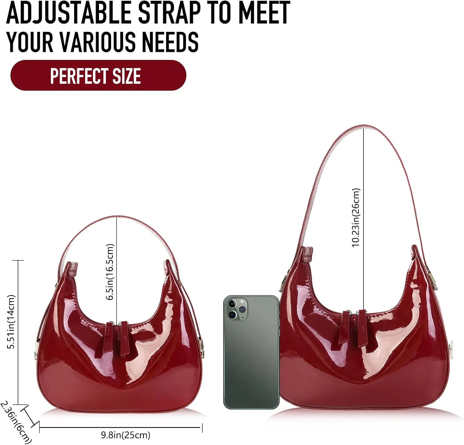 Women's Crescent Shoulder Bags - Small Red Purse Y2k Top Handle Hobo Shoulder Underarm Handbags Clutch bag