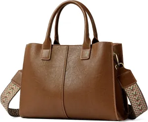 Women's Crossbody Tote Bag with Compartments and Zipper - Structured Work Top Handle Shoulder bags with Detachable Strap