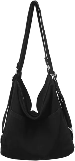 Womens Denim Canvas Shoulder Bag Hobo Bags Retro Crossbody Bag Purse Slouchy Tote Handbag Satchel