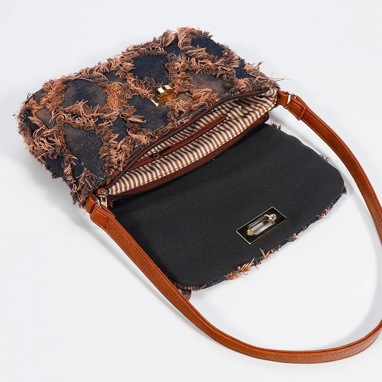 Women's Denim Shoulder Bags Small Underarm Jean Purse Tie Dyed Fabric Clutch Handbag Tote Beach Bohemian Bag For Women Girls