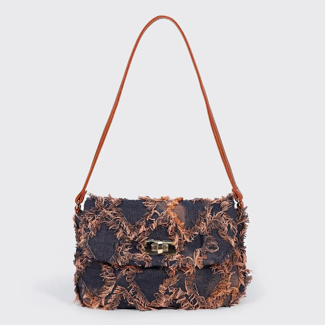 Women's Denim Shoulder Bags Small Underarm Jean Purse Tie Dyed Fabric Clutch Handbag Tote Beach Bohemian Bag For Women Girls
