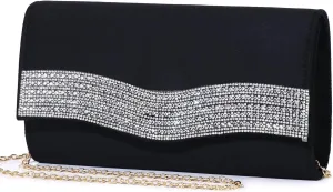 Women's Evening Bags Faux Suede Envelope Clutch Purse Shiny Rhinestone Women Handbags for Wedding Party Prom