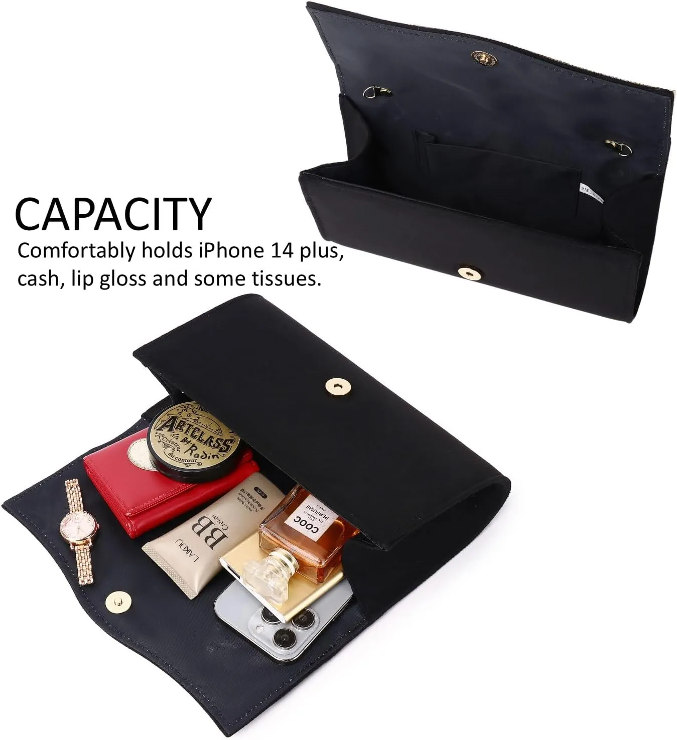 Women's Evening Bags Faux Suede Envelope Clutch Purse Shiny Rhinestone Women Handbags for Wedding Party Prom