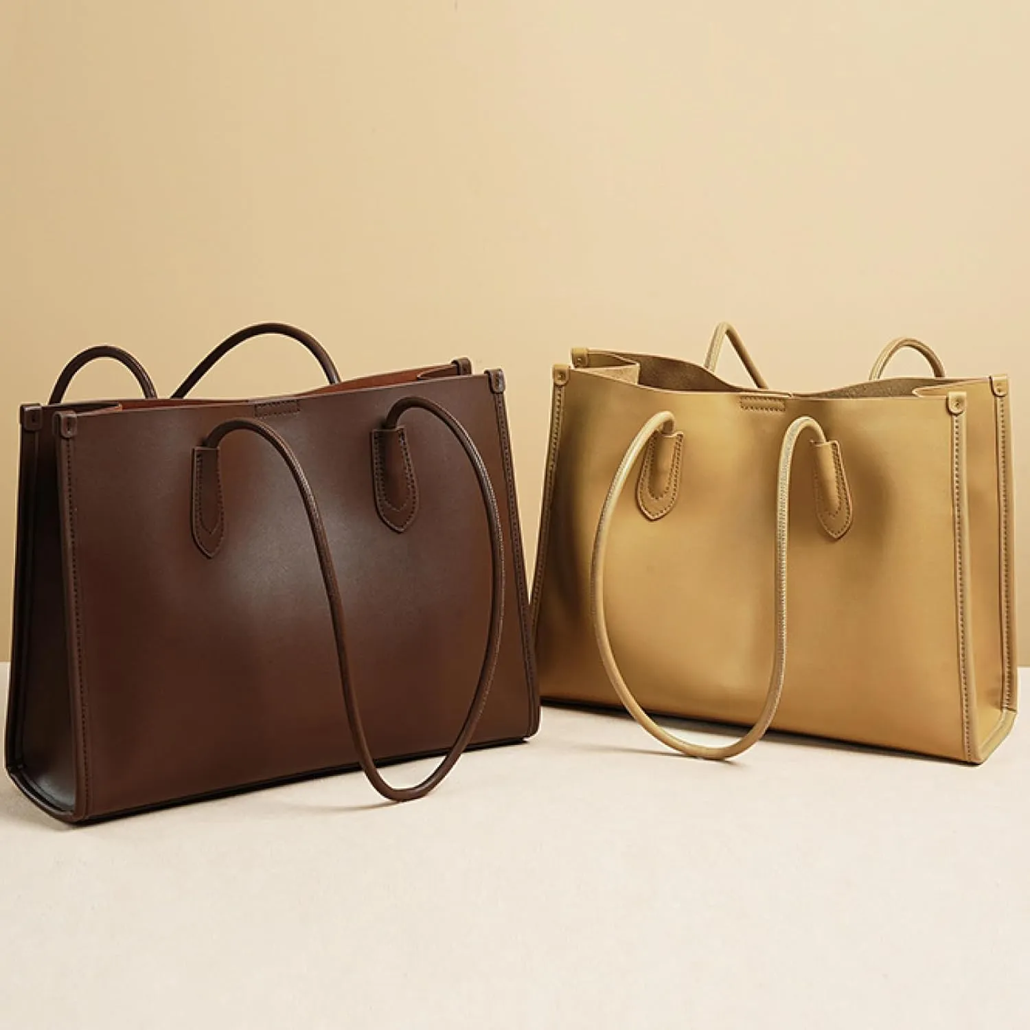 Women's Genuine Leather Tote Bag - Stylish Casual Shoulder Bag Clutch Handbag for Shopping, Work, and Travel