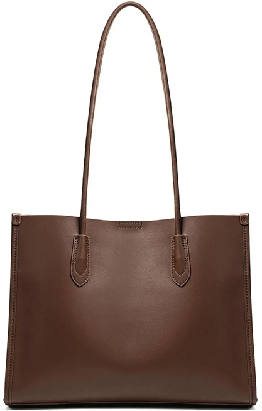 Women's Genuine Leather Tote Bag - Stylish Casual Shoulder Bag Clutch Handbag for Shopping, Work, and Travel