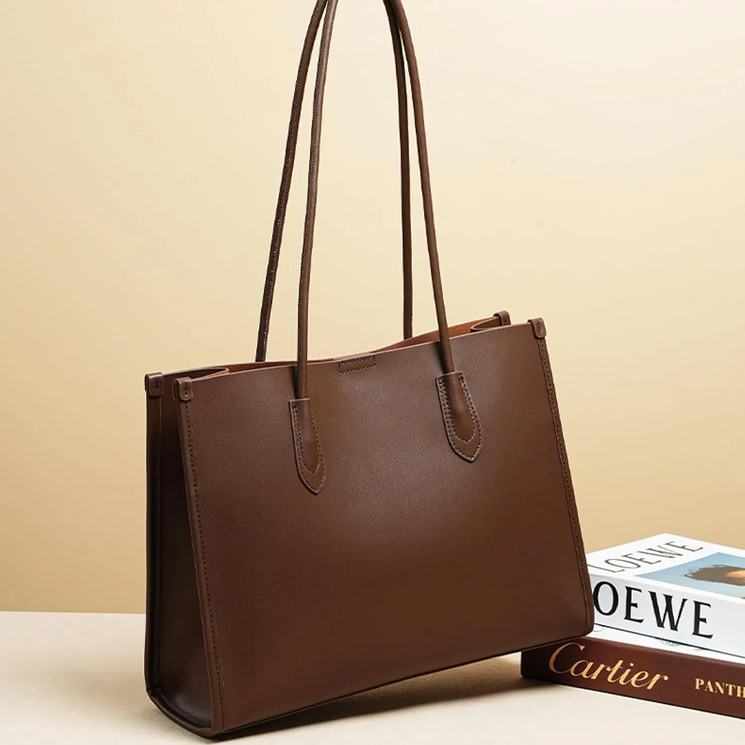 Women's Genuine Leather Tote Bag - Stylish Casual Shoulder Bag Clutch Handbag for Shopping, Work, and Travel