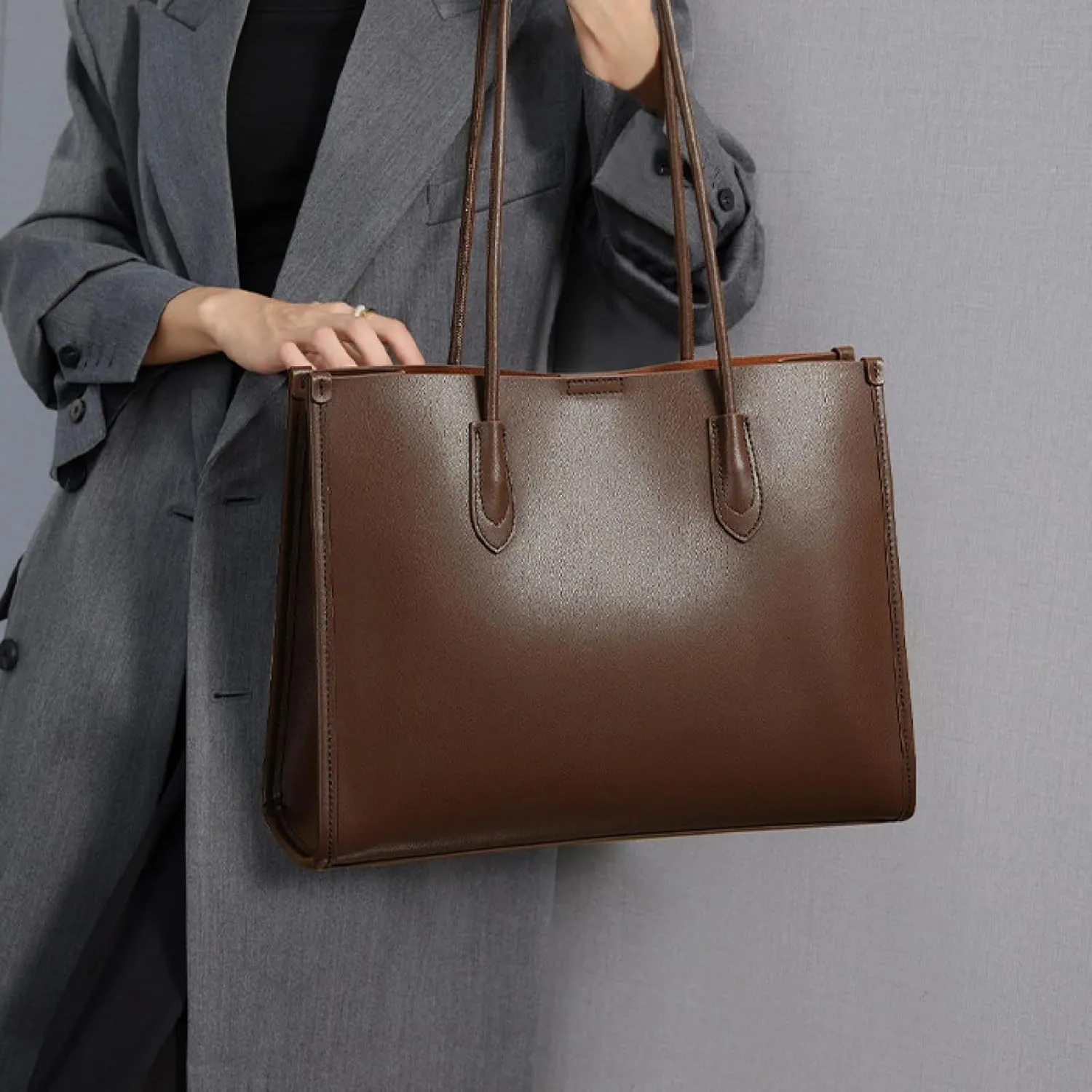 Women's Genuine Leather Tote Bag - Stylish Casual Shoulder Bag Clutch Handbag for Shopping, Work, and Travel