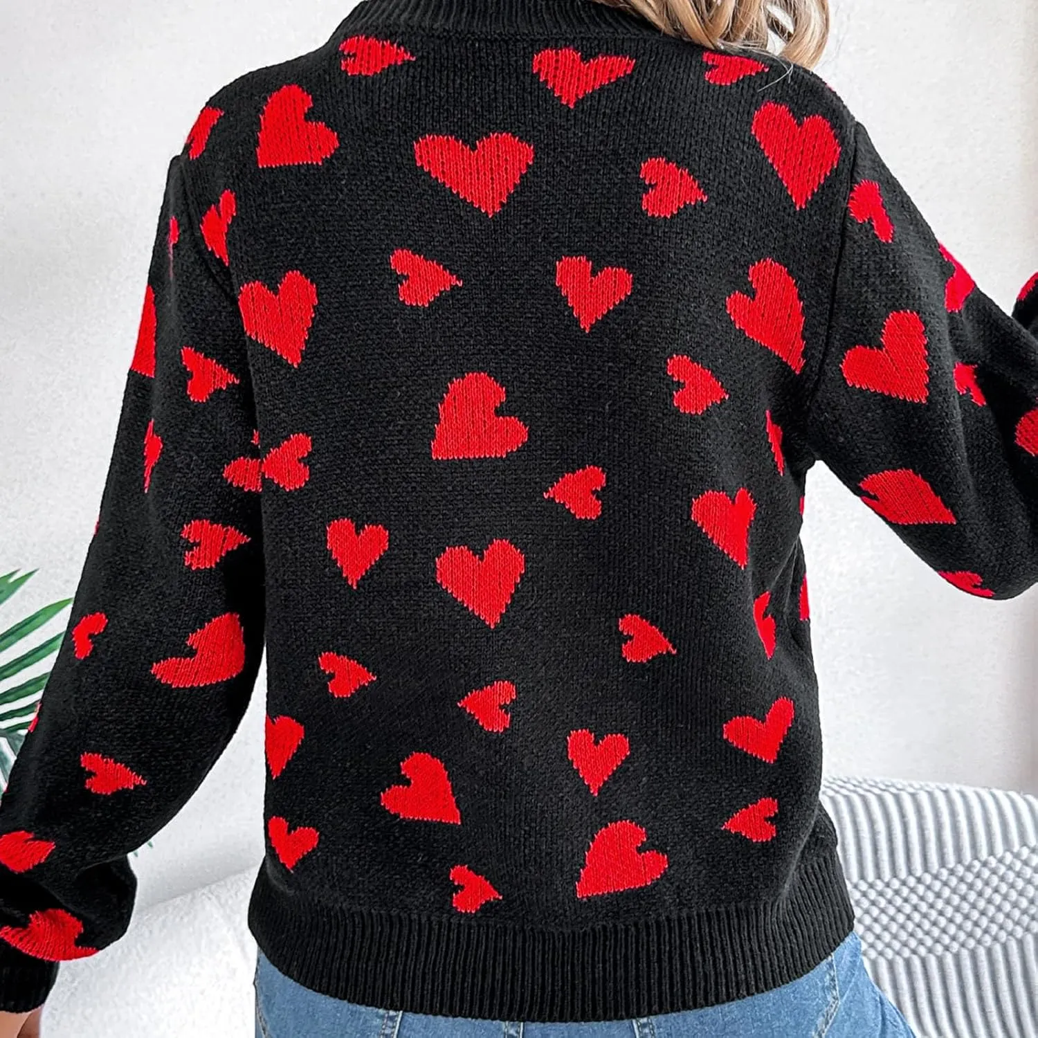 Womens Heart Sweater，Cute Valentine Sweater for Women Lightweight Cable Knit Oversized Spring Sweaters Dressy Casual
