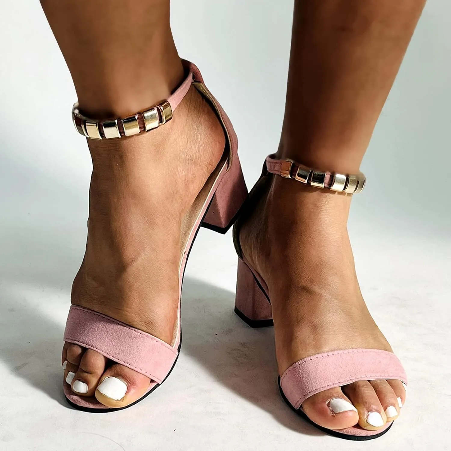 Women's Heeled Sandals Chunky Open Toe Ankle Strap Wedding Dress Pump Rounded Toe Block Heel Sandal For Part𝐲