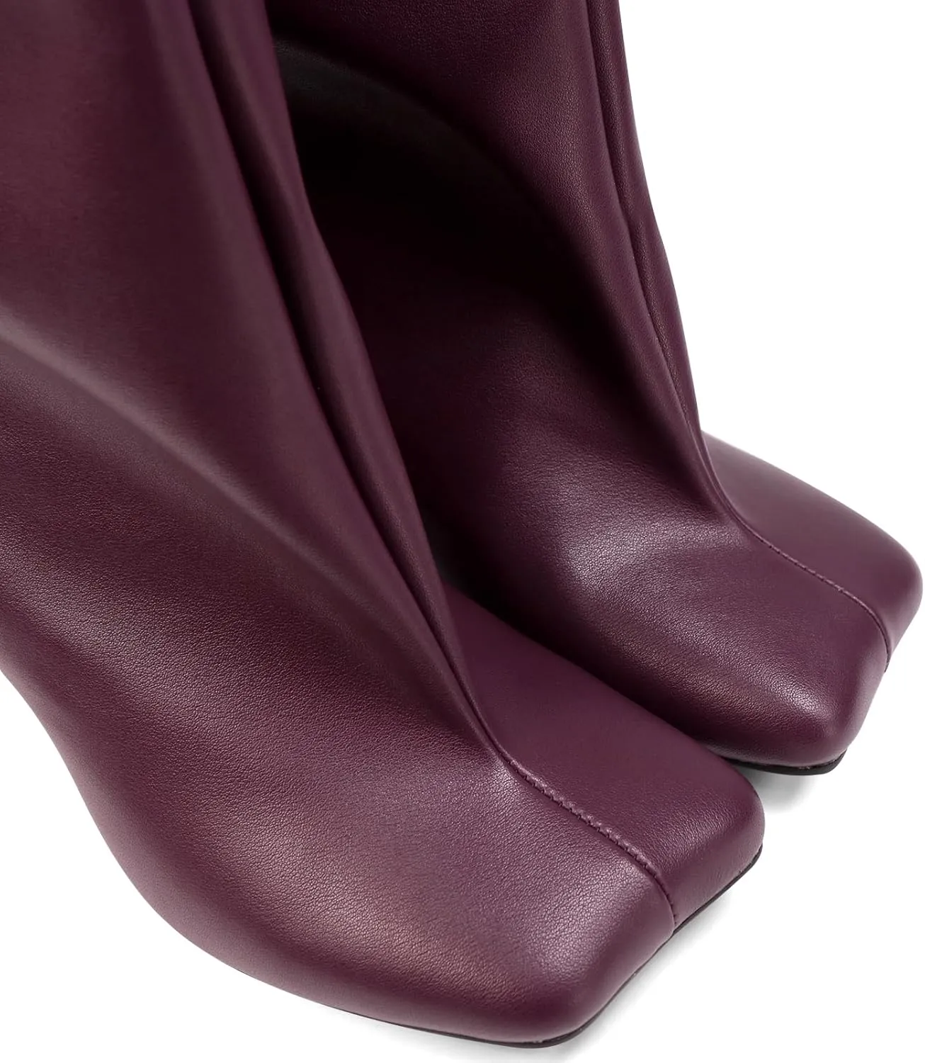 Women's Knee High Suede Boots for Women Wide Calf Square Toe Stiletto Heels Tall Boots Pull On High Heel Long Booties