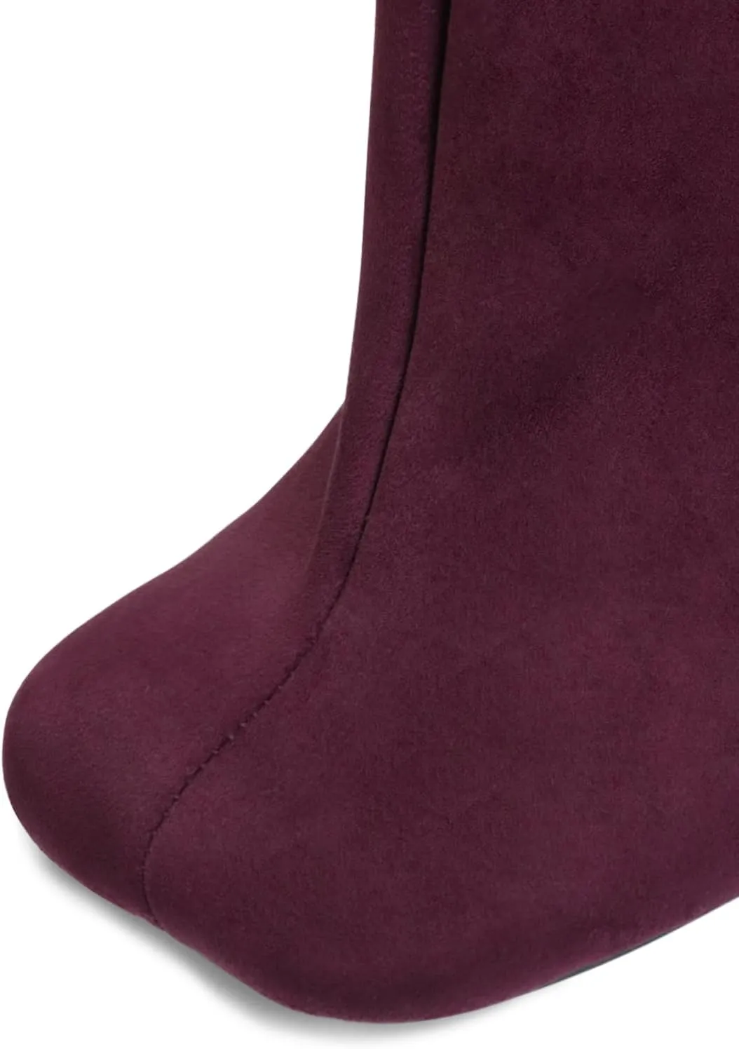 Women's Knee High Suede Boots for Women Wide Calf Square Toe Stiletto Heels Tall Boots Pull On High Heel Long Booties
