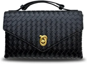 Women's leather woven crossbody bag