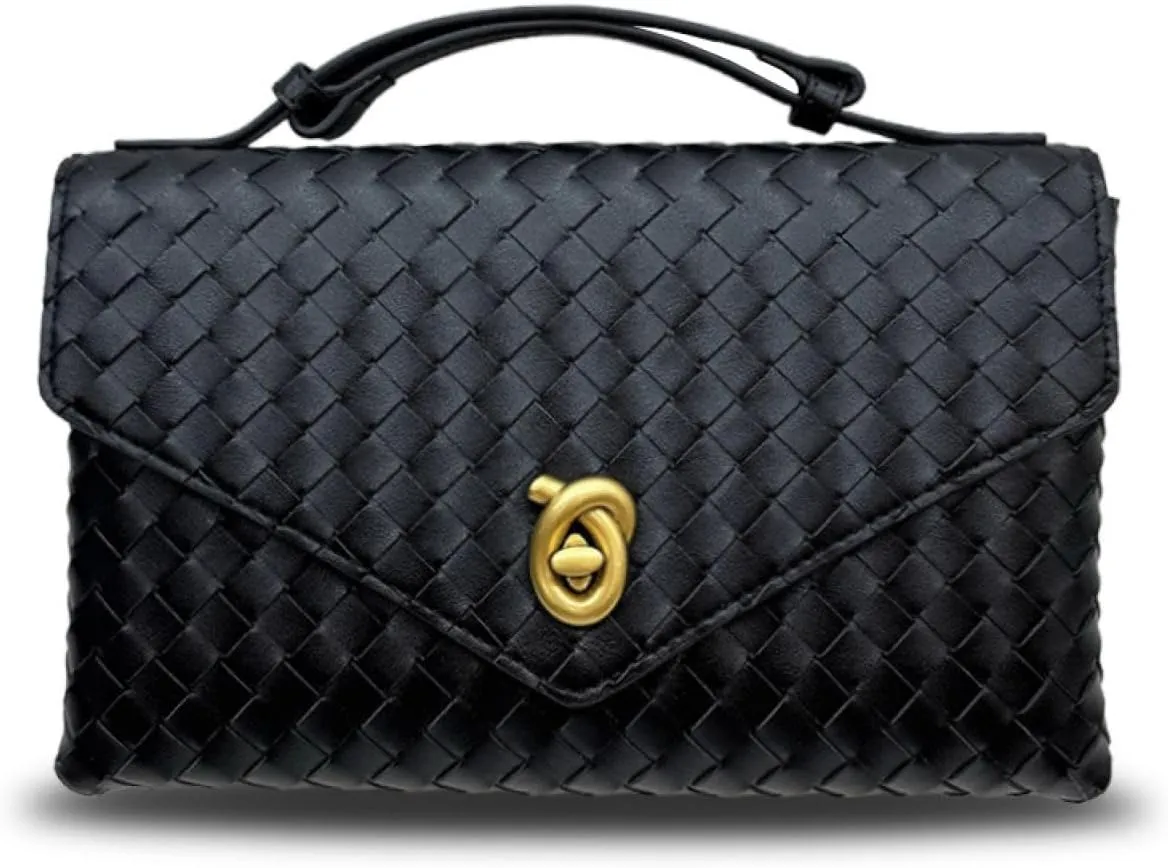 Women's leather woven crossbody bag