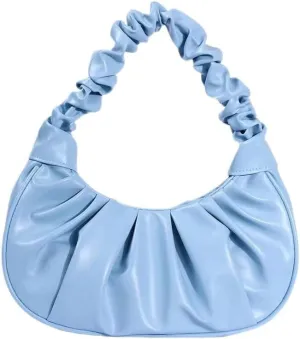 Women's Mini Purse Pleated Shoulder Bag Small Ruched Hangbags Cute Hoto Denim Clutch Bags
