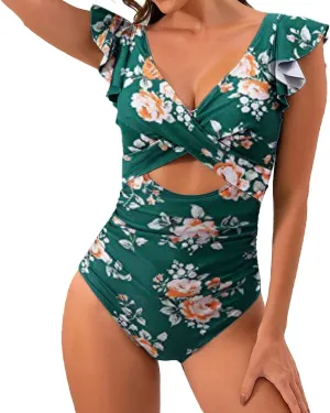 Women's One-Piece Coverage Swimsuit Swimsuit Top for Women Tummy Control Ruched Bathing Suit Swim Suits for Women
