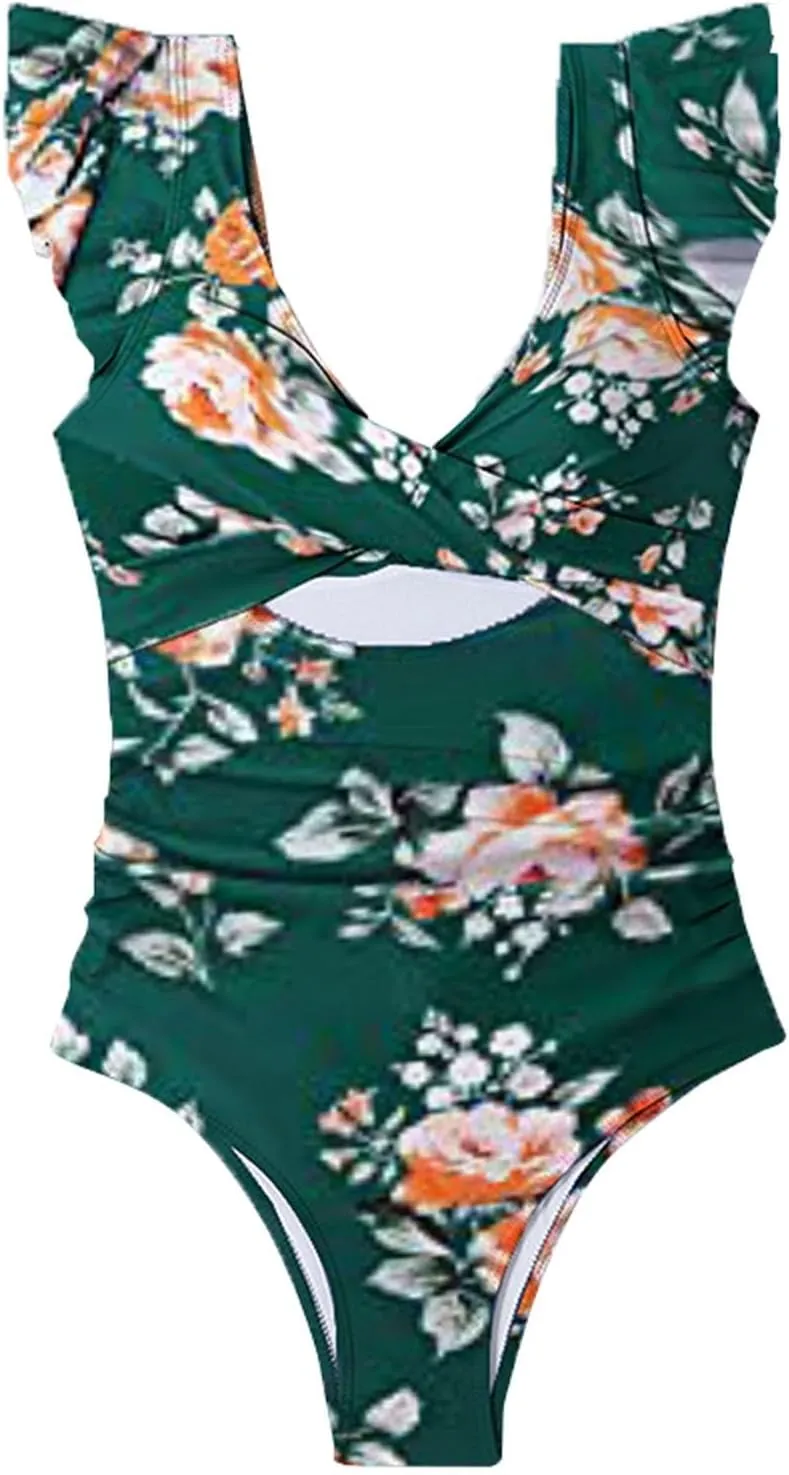 Women's One-Piece Coverage Swimsuit Swimsuit Top for Women Tummy Control Ruched Bathing Suit Swim Suits for Women