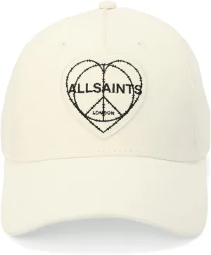 Women's Peace Heart Logo Baseball Cap, Hat with Adjustable Strap, 100% Cotton, Chalk White